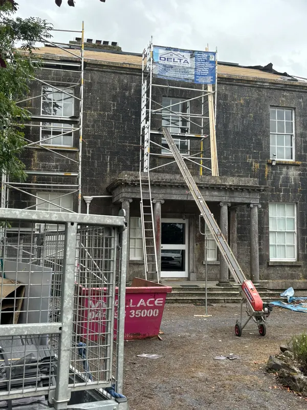 Scaffold up on a period house, Delta Roofing