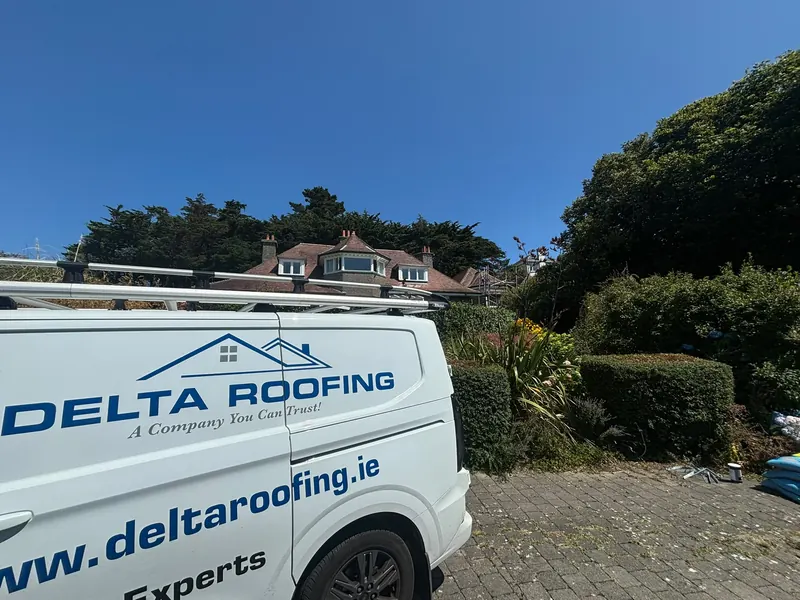 Delta Roofing van on site, Delta Roofing