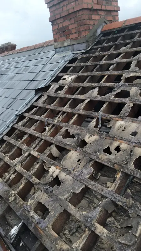Old battens and felt stripped out, Delta Roofing