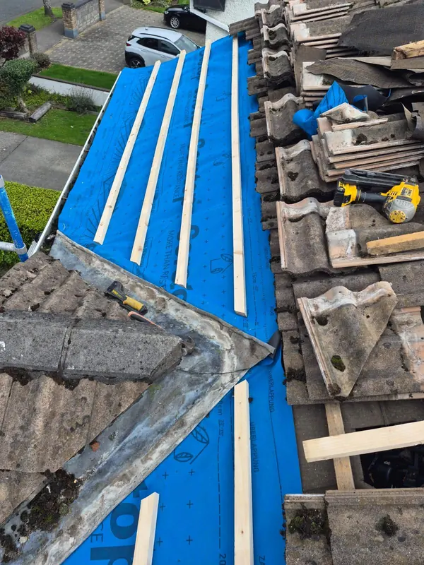 Valley re-felted before the tiles go back, Delta Roofing