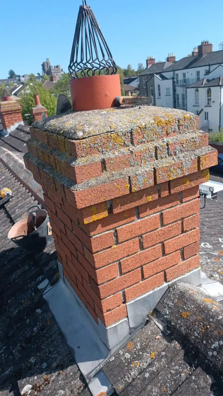 Weathered stack, before, Delta Roofing